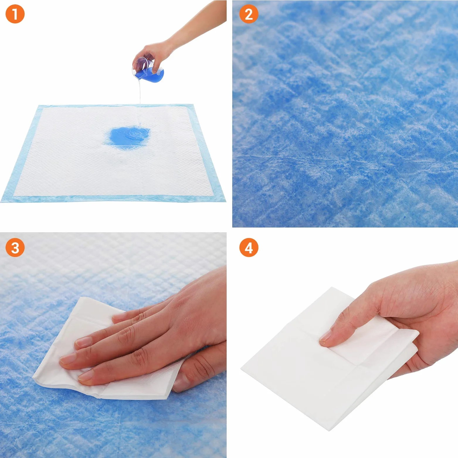 FEANDREA 100 Almohadillas para Perros, 90 x 60 cm, Superficie de Secado Rápido, Transpirables, 5 Capas a Prueba de Fugas, Azul y Blanco PTD90B