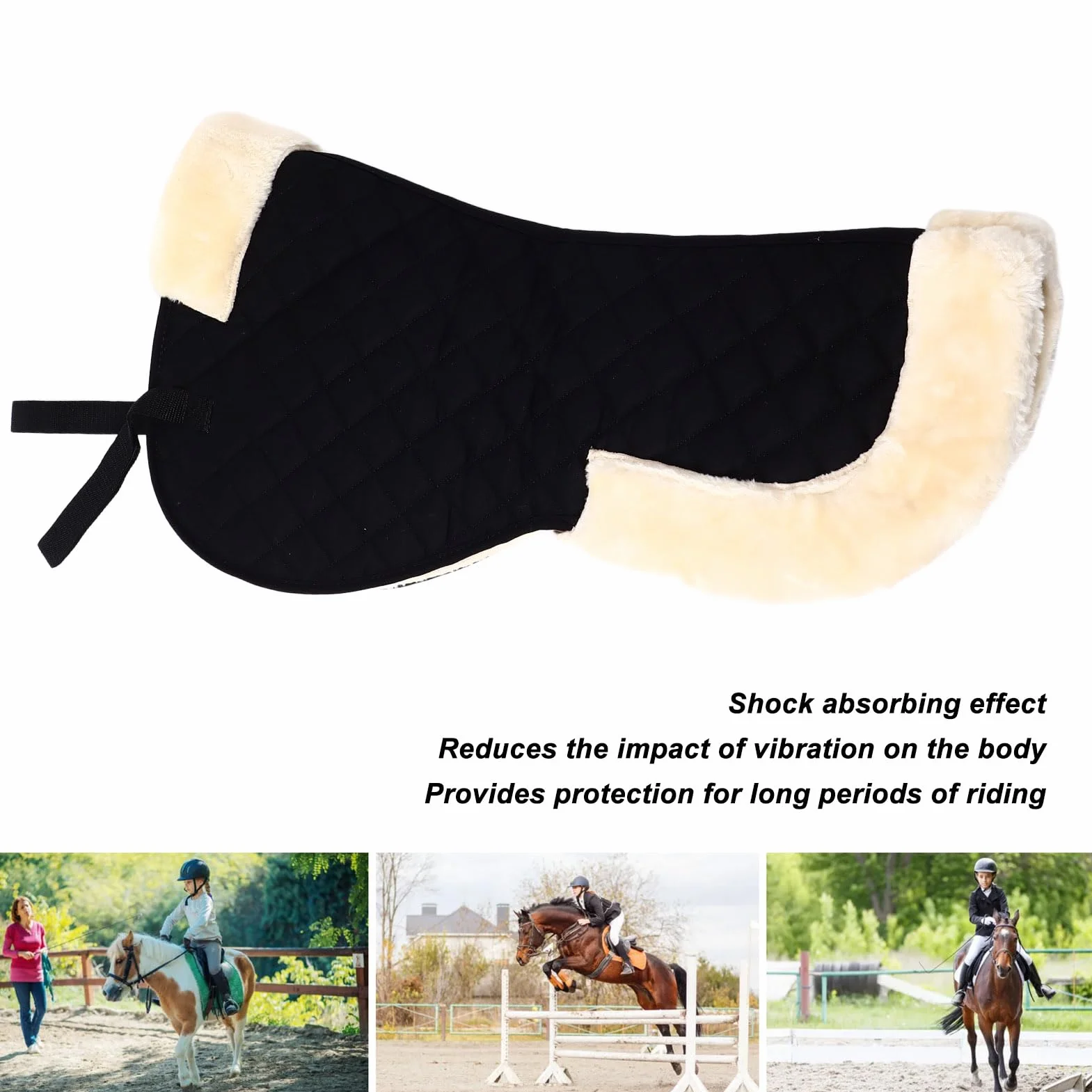 Qcwwy Almohadilla para Tachuelas para Caballos, Almohadilla para Silla de Montar para Montar a Caballo Multifunción, Manta de Algodón para Silla de Montar, Cojín Acolchado para Silla