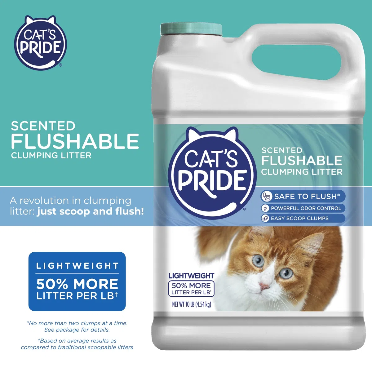 Cat'S Pride Arena aglutinante Ligera: desechable, Potente Control de olores, perfumada, 10 Libras