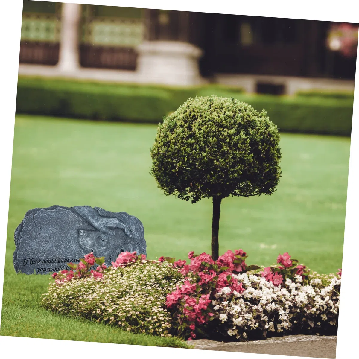Lápida de Resina para Mascotas Diseño de Ángel, Estatua Conmemorativa para Jardín y Hogar, Soporte Estable y Espacio para Foto, Adecuado para Lugar de Descanso Final