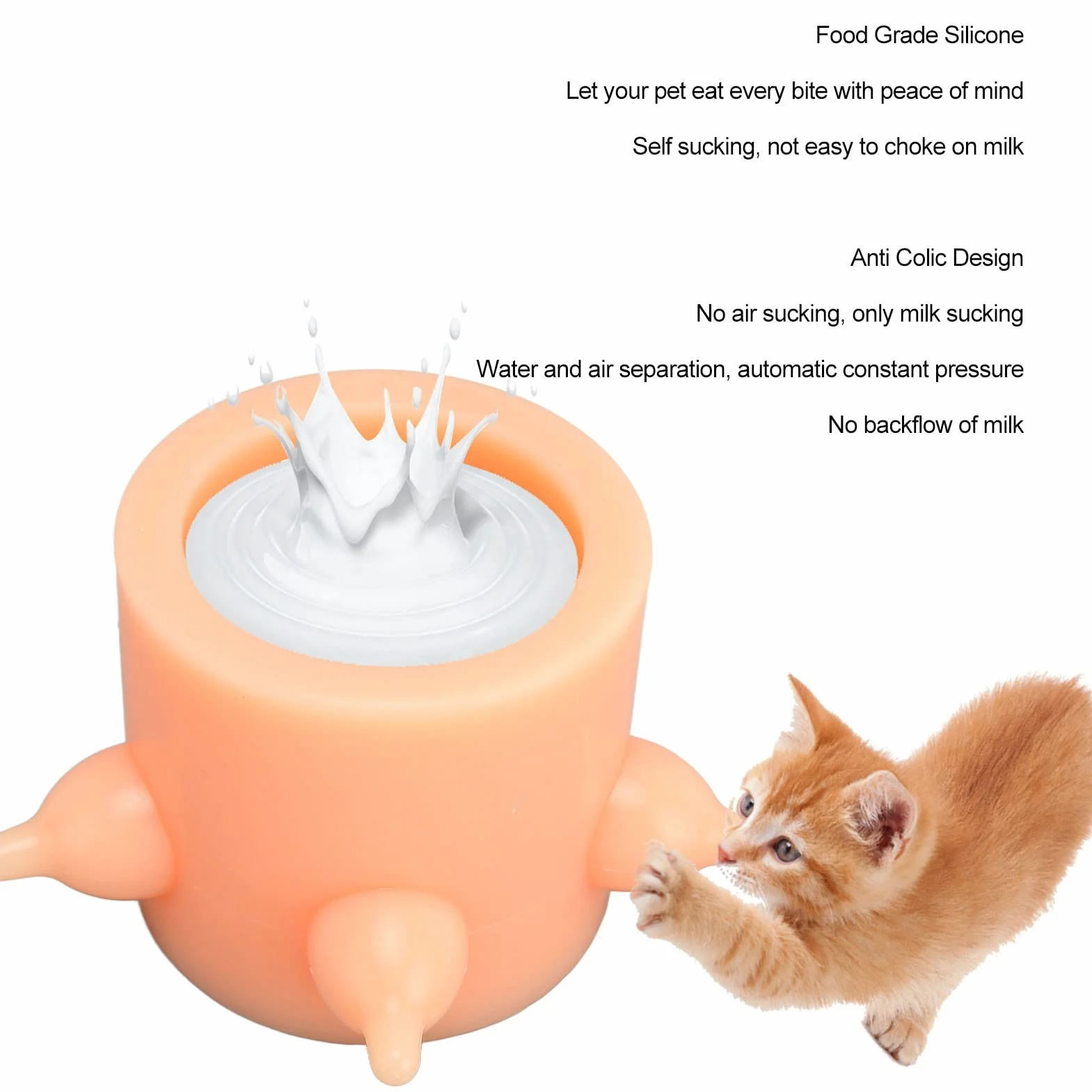 Alimentador de Leche para Cachorros y Gatitos, Simulación de Silicona, Pezón Múltiple, Tazón de Lactancia para Mascotas Pequeñas