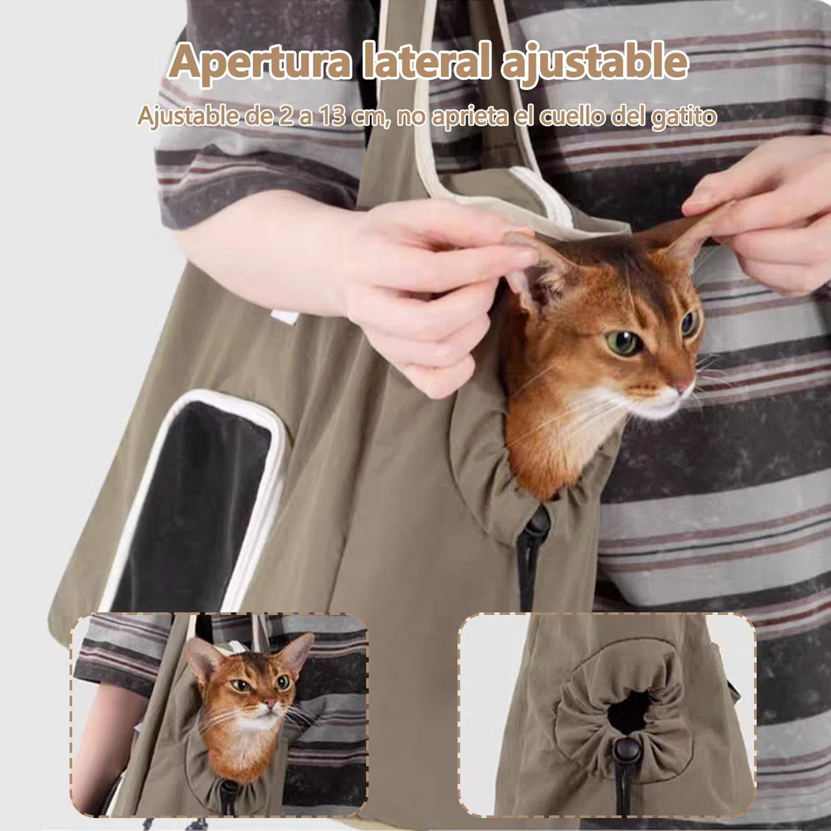 Galatée Bolso Bandolera para Mascotas, Fabricado En Tejido De Nailon Impermeable, Portátil con Asas, Base Rígida Integrada para Evitar Que Se Deforme, a Prueba De Fugas y Transpirable (Beige)