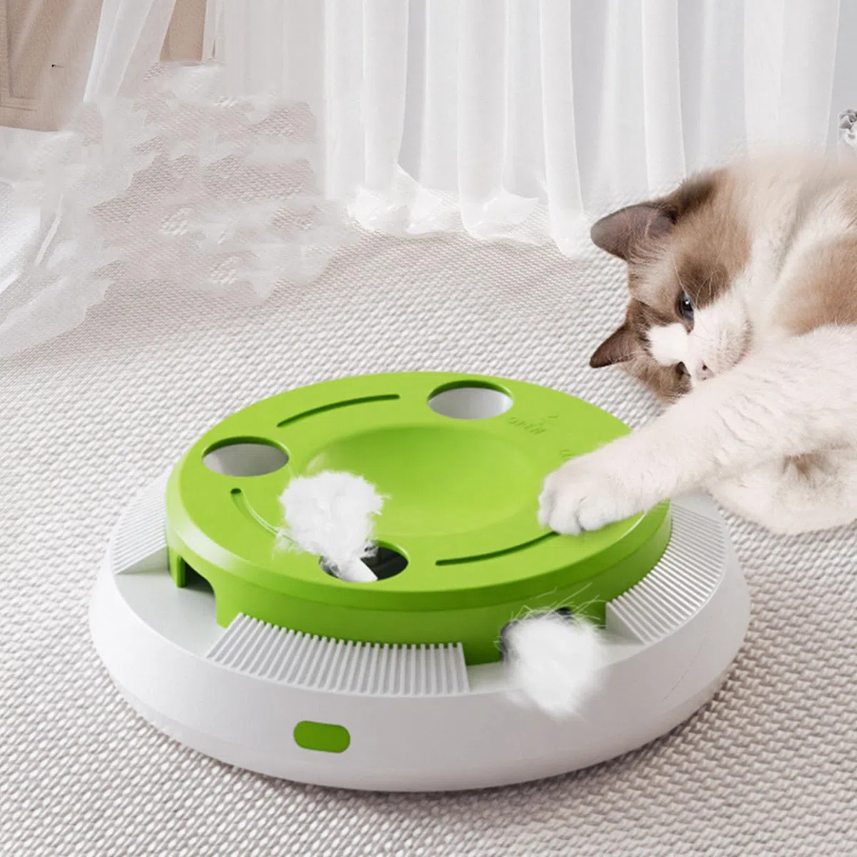 Plato Giratorio eléctrico para Gatos, Divertido Juguete Interactivo para Aumentar la vitalidad del Gato, Juguete Giratorio para Ejercicio físico de Mascotas