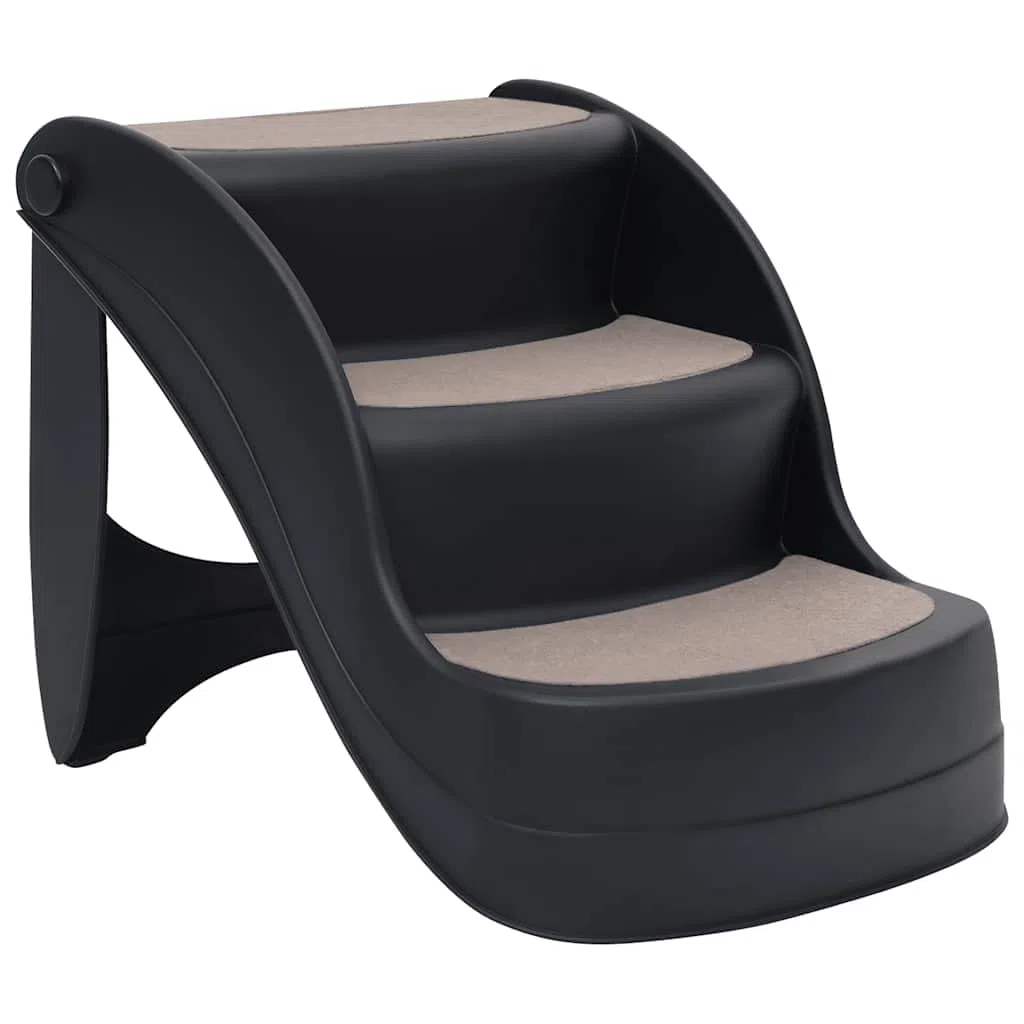 vidaXL Escalera para Perros Plegable de 3 peldaños Negra