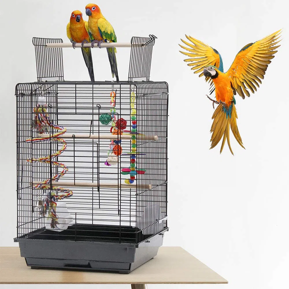 Jaula para Pájaros Metal Grande - Exterior para Aves, Loros, Agapornis, Canarios - Jaula Metálica (40 * 40 * 58cm)