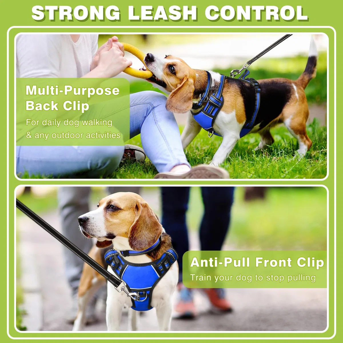 WINSEE Arnés para perro sin tirones, arnés para mascotas con collar para perro, chaleco Oxford reflectante ajustable para exteriores, clips de correa delantera/trasera para perros pequeños, medianos,