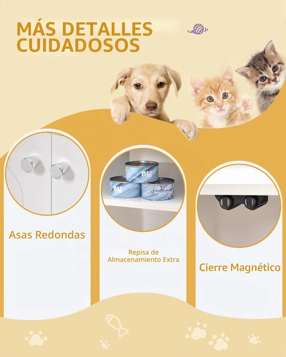 Hzuaneri Armario para Gatos, Mueble Arenero Gatos, Caja de Arena, Mueble Arenero, Casa para Gato con Puerta y Divisor Separado, 50 x 80 x 61 cm, Piernas Altas, Blanco CB01513W
