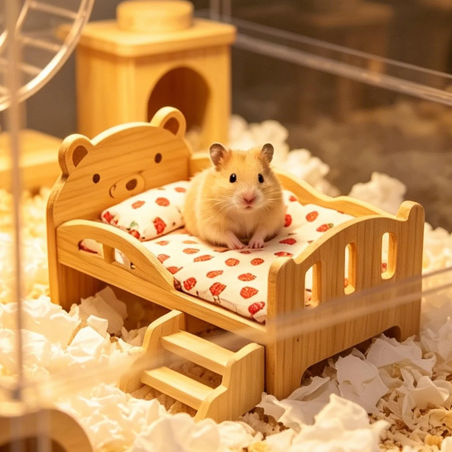 Cama Para Chinchilla de Madera para Dormir de Mascotas Pequeñas | Cama Habitable de Madera para Pequeños Roedores Enanos para Jerbos Enanos, Erizos, Hámsters, Chinchillas, Conejos, Hurones,