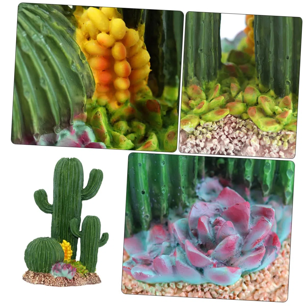 DOITOOL Decoración de Cactus para Terrario Caja de Reptiles Plantas para Reptiles Adorno de Cactus Vívido Decoración Paisajística para Terrarios Su Hábitat