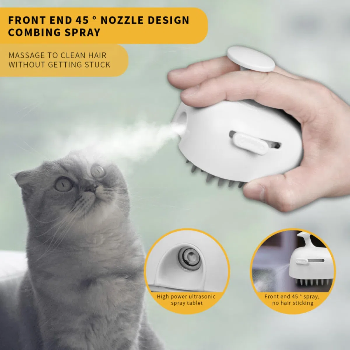 Cepillo de vapor para gatos y perros recargable con autolimpieza de vapor 3 en 1, cepillo de aseo para gatos y perros, removedor de pelo de gato para pelo largo y corto de gatos y perros