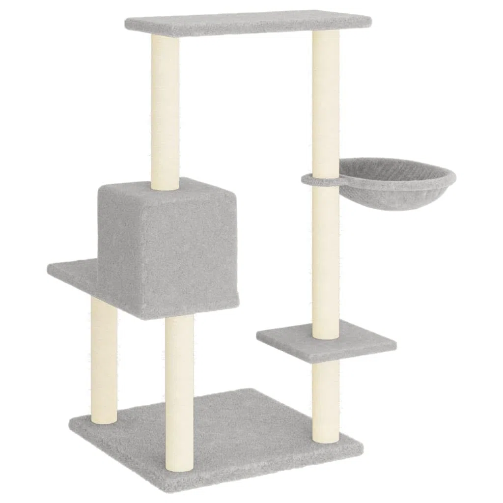ShGaxin Rascador para Gatos con Postes de sisal Gris Claro 95 cm, Rascador Gato, Arbol Rascador para Gatos, Gatos Accesorios, Torre Gatos, Arranhador para Gatos, Casa para Gatos