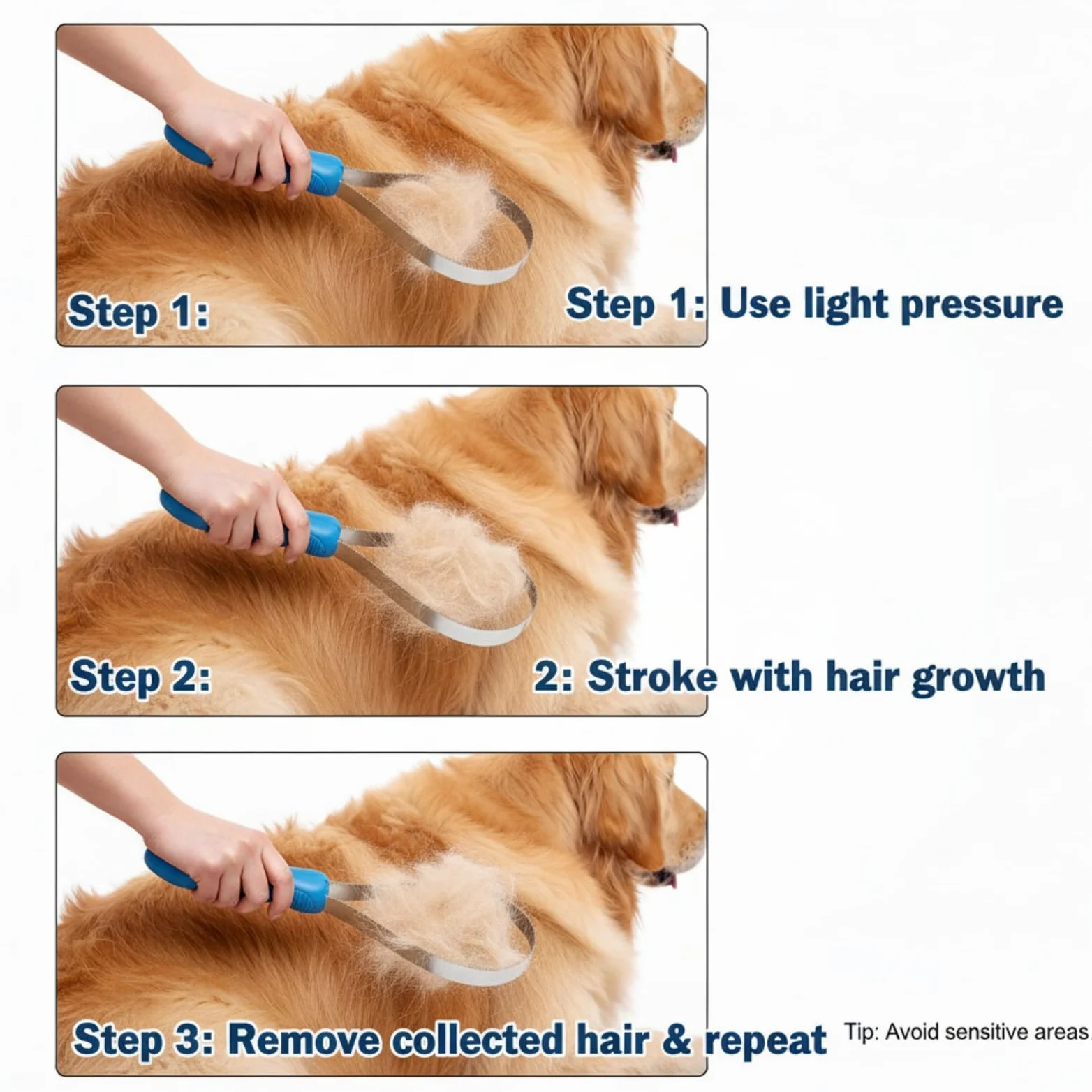 Cuchilla de aseo de doble cara para perros, cepillo de desprendimiento con cuchillas de acero inoxidable para pelaje corto y largo