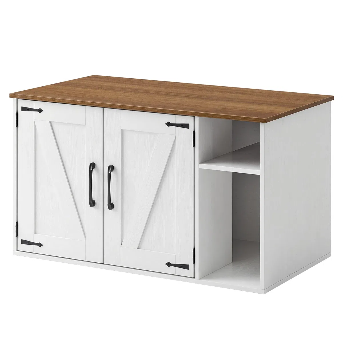 HOOBRO Mueble Arenero para Gatos Estilo Vintage, Caseta para Gatos Oculta, Caja para Mascotas, Mesa Auxiliar Multifuncional, Caja de Arena para Gatos Fácil de Montar, Blanco y Nogal EWH41MW01