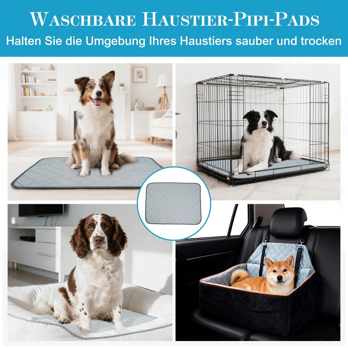 Asiento Perro Coche para Perros Medianos hasta 25 kg - Asiento Coche Perro Desmontable y Lavable con Base Antideslizante para Asiento Trasero