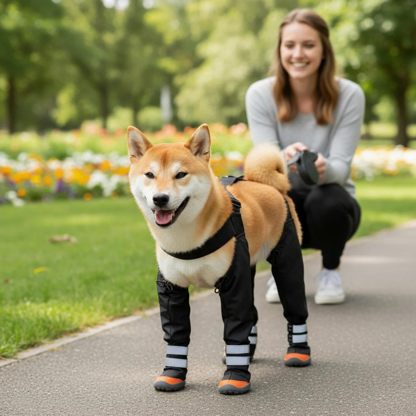 Dog Boots with Suspenders - Adjustable Waterproof Shoes