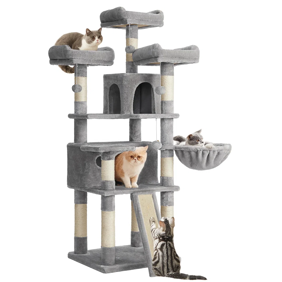 Feandrea Árbol para Gatos, XXL,169 cm, Gris Claro PCT019W01