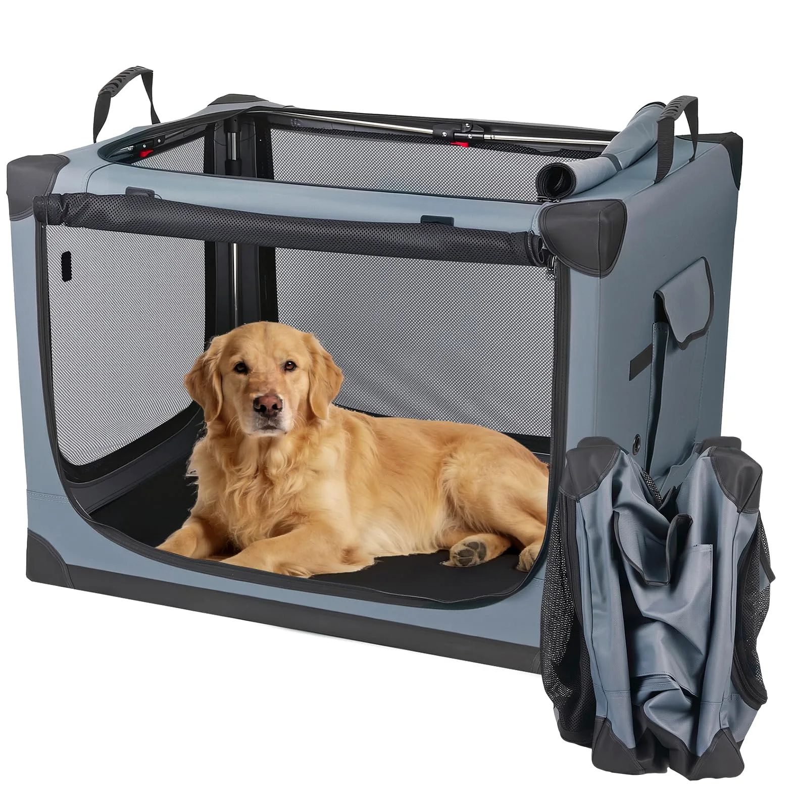 Transportin Gato Perro Plegable 85x64x60 cm, Bolsa Transporte Transpirable para Mascotas, Caja Plegable Transportadora Portador de Viaje Mascotas para el hogar y los Viajes