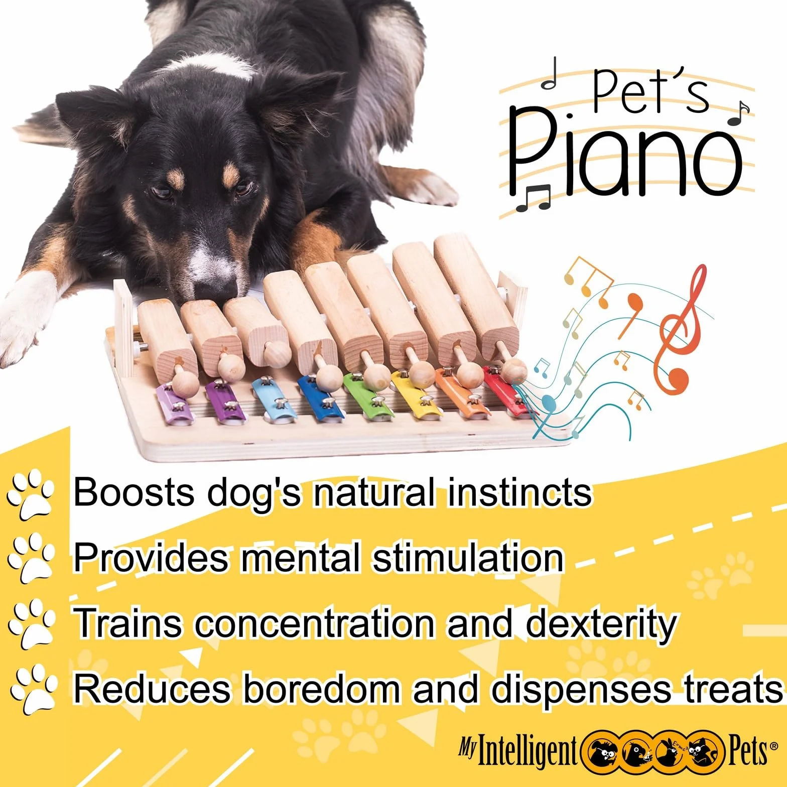 Piano - Juguete Interactivo Inteligente de Madera para Perros y Gatos - My Intelligent Dogs | Juguetes de inteligencia para perros Uso mental - Juguete interactivo Perro, Juegos de pensamiento para perros