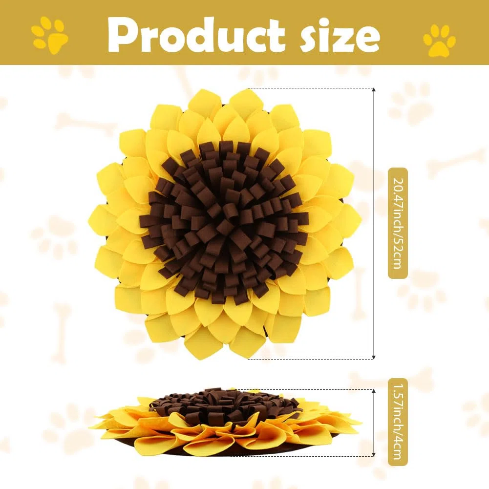 NINEFOX Alfombrilla de olfateo para perros, alfombrilla de alimentación para mascotas, almohadilla de olfateo para cachorros, alfombrilla de olfateo en forma de girasol, juguetes interactivos para