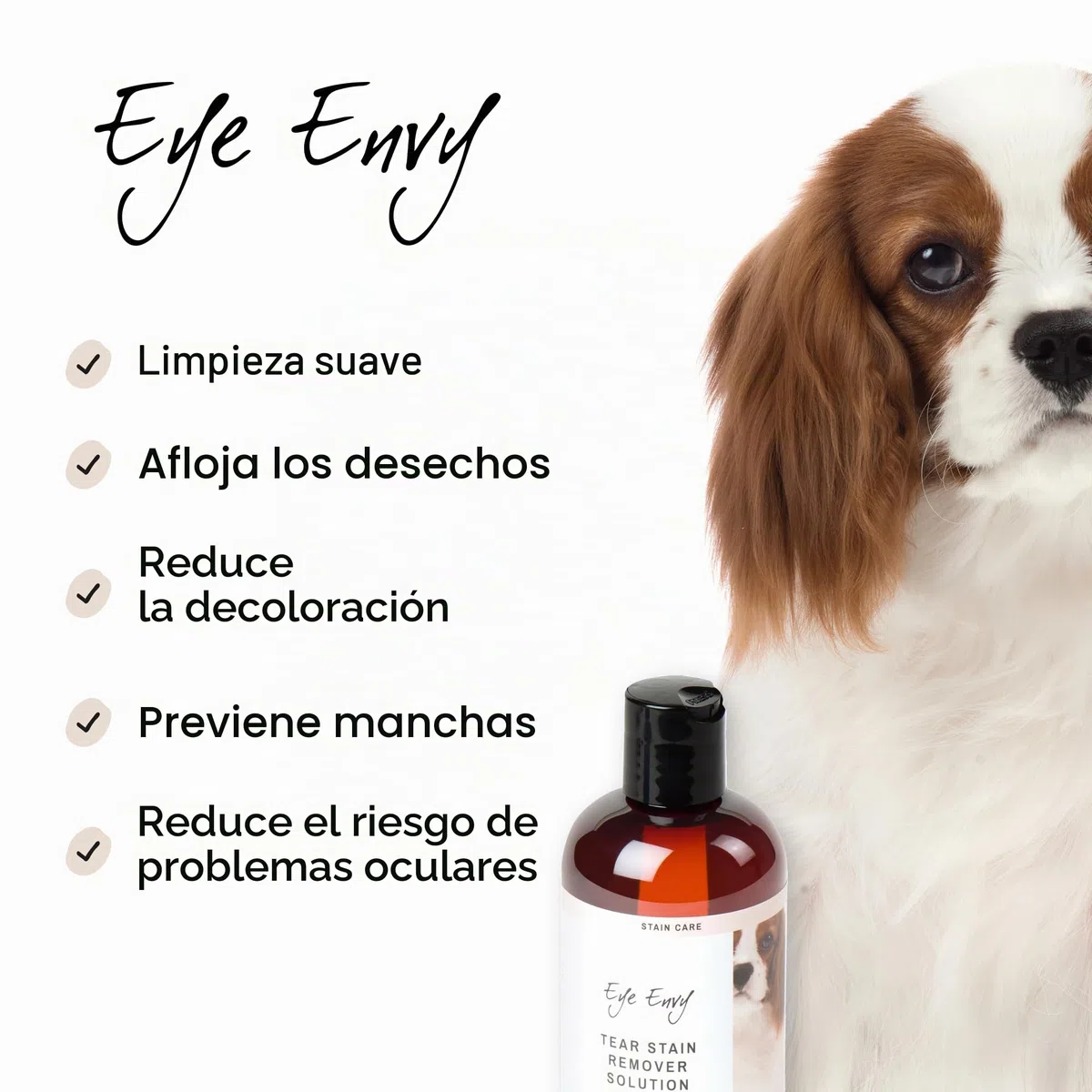 Eye Envy Mancha de lágrimasSolución removedora para Perros|100% Natural, Seguro|Recomendado por criadores/Veterinarios/manipuladores Profesionales/peluqueros|Contiene Plata coloidal, 4 oz