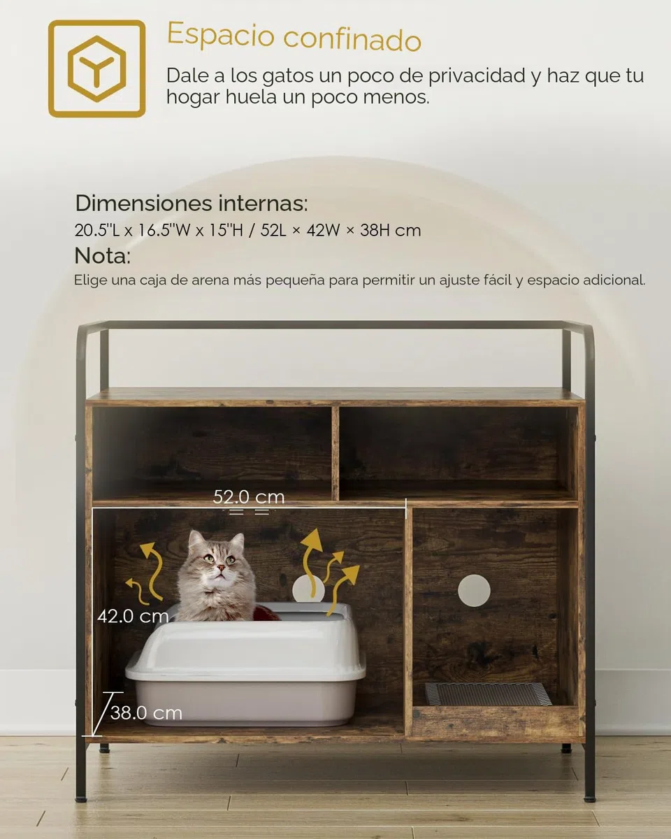 Caja de Arena para Gatos, casa para Interiores, Moderna Caja de Basura de Medio Century, Muebles Ocultos con Alfombrilla para rascar