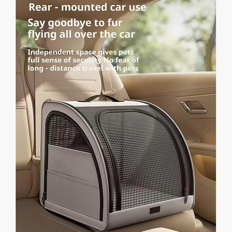 Transportín Coche Perro para Subaru Outback 2000-2026, Jaula Plegable Asiento Trasero Maletero, Tela Oxford Transpirable 3 Puertas de Cremallera Auto,Grey