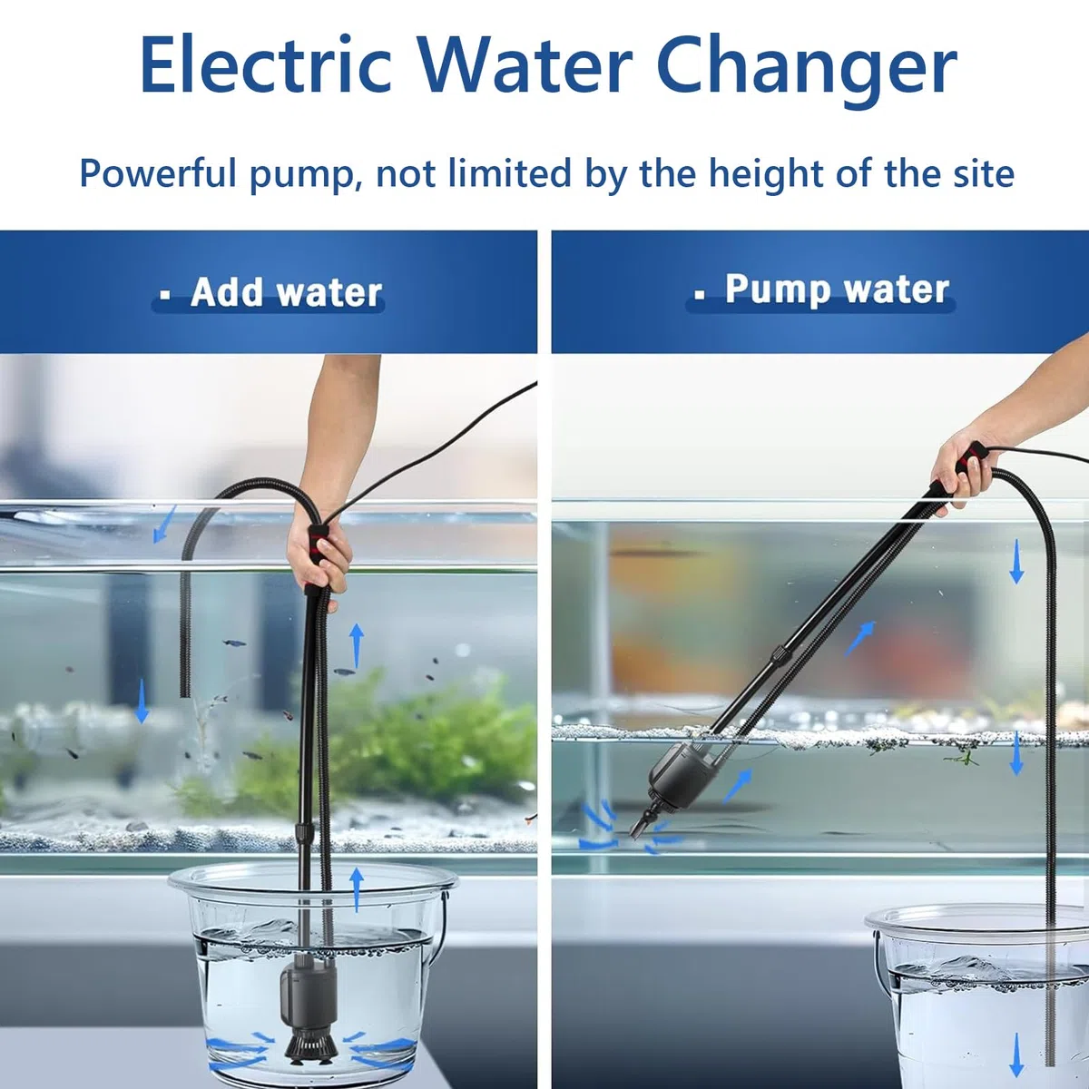 Aspiradora Eléctrica para Acuario, 36W, Sifón 6 En 1 Kit De Limpiador De Grava para Acuario, Juego De Limpieza para Cambio De Agua, Lavado De Arena, Grava Y Suelo