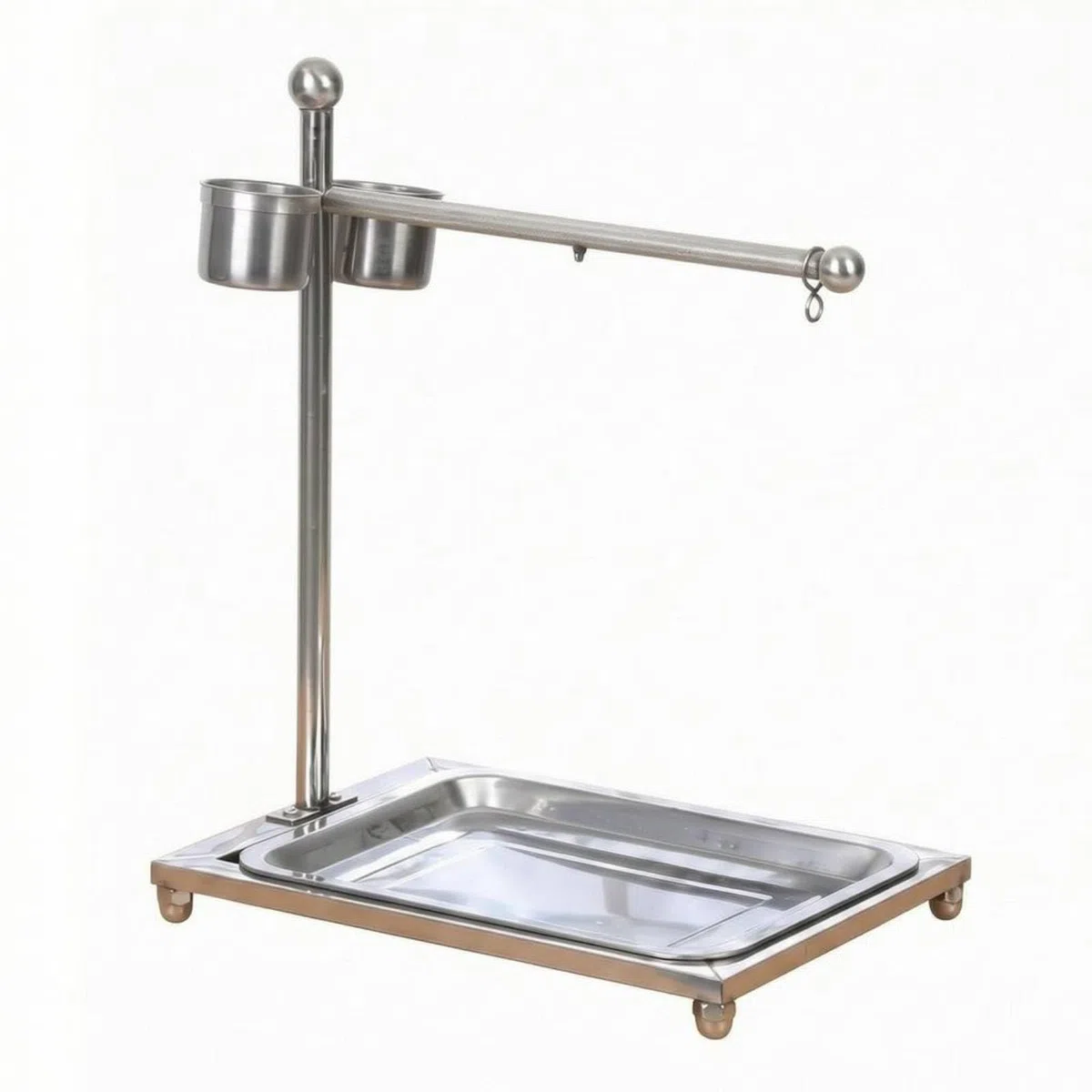 Soporte en Diseño en 7 Bandeja Base Percha Acero con Recipientes Artículo para Aves, Mediano