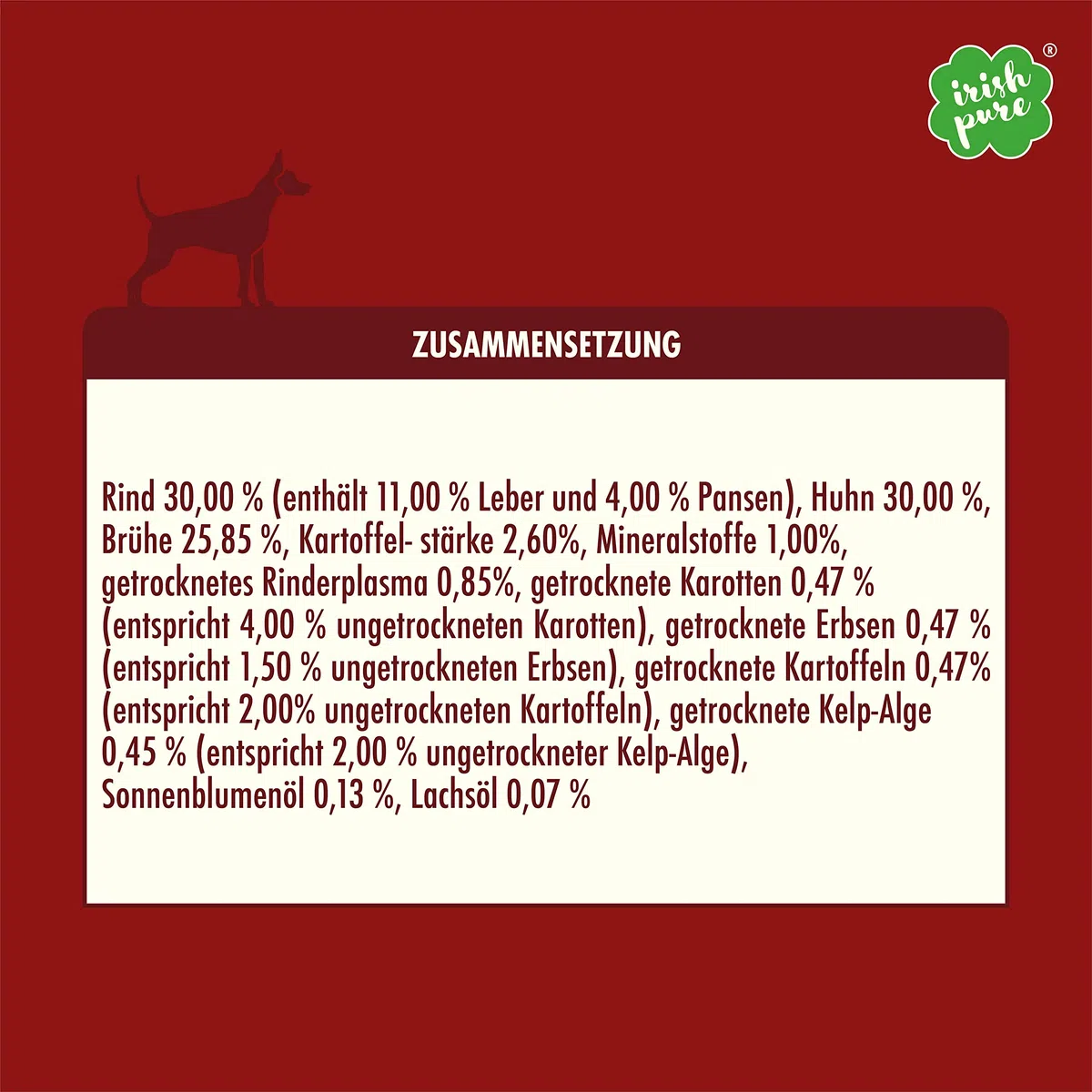 Irish Pure 12 latas de comida húmeda para perros, comida húmeda prémium irlandesa y pollo al aire libre, verduras y algas celp (12 latas de 390 g)