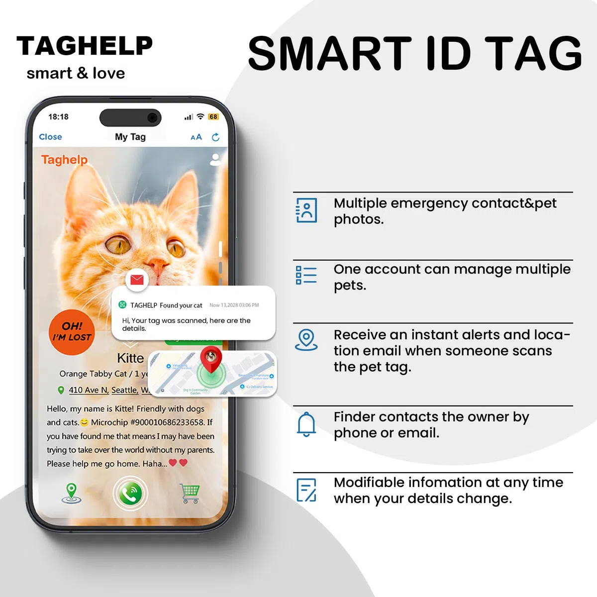 Paquete de 6 collares para gatos con hebilla de seguridad separable y etiqueta de identificación inteligente con código QR, collares de gatito ultra suaves y ajustables para gatos, bonito diseño de