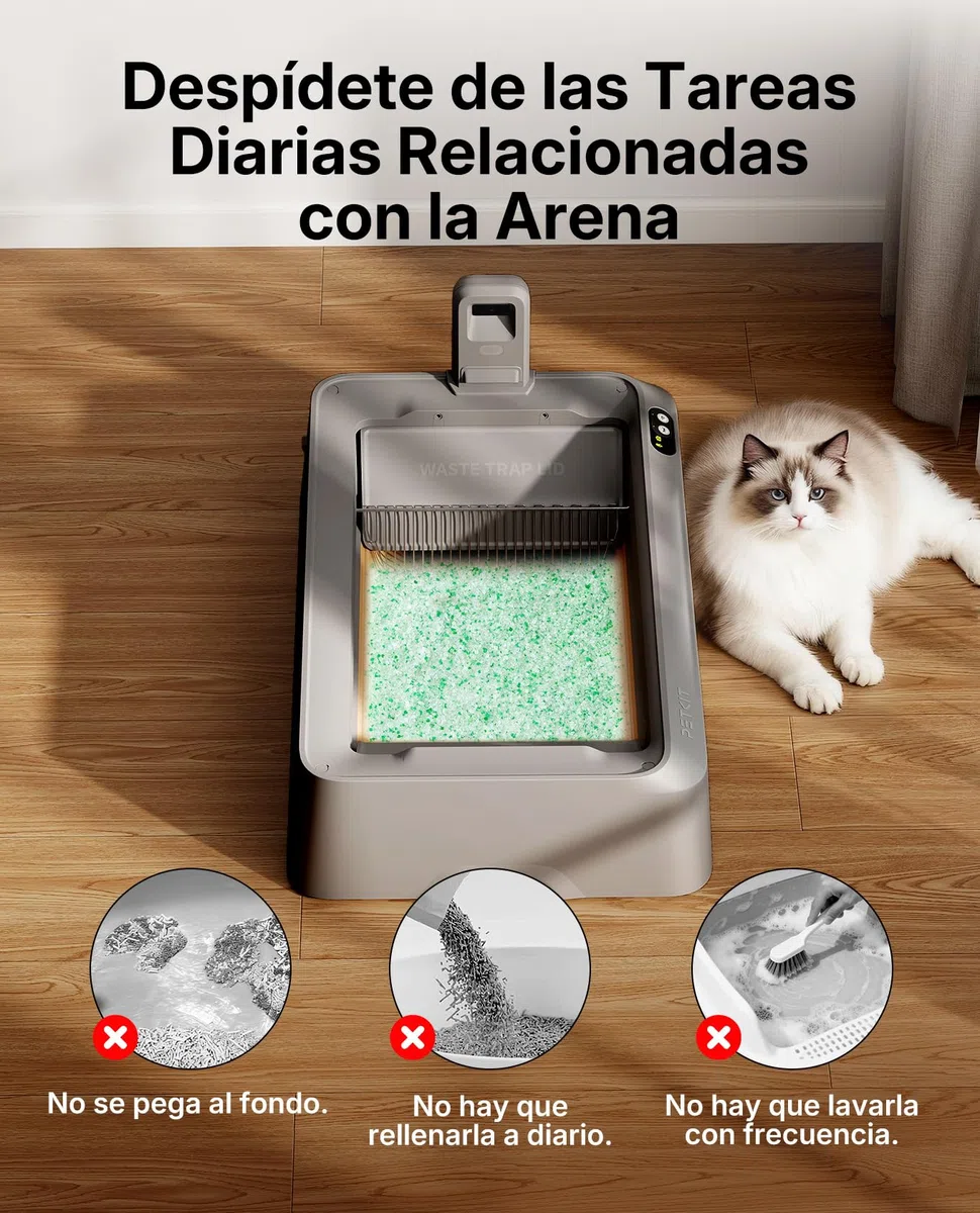 PETKIT Set de Arena Cristalina para Gatos, para PUROBOT Crystal Duo Arenero Gatos Autolimpiable, Recogida Dual de Residuos, Bandeja Reemplazable, Control de Olores, 4 Piezas, Verde