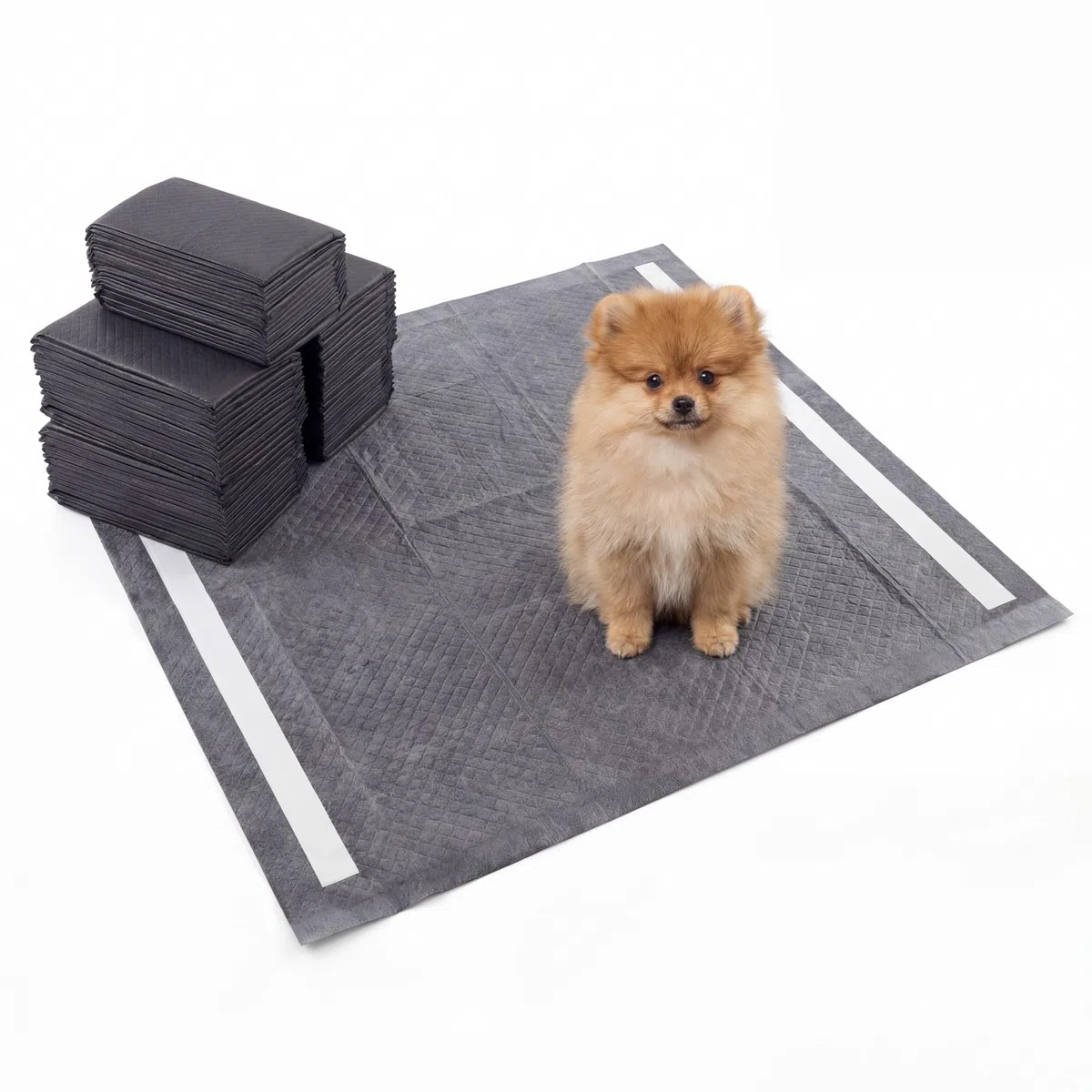 GYMAX Empapadores de Adiestramiento para Perros , 60 x 60cm Almohadillas de Orina Súper Absorbentes Desechables con 6 Capas, Absorbe Olores, Carbón Activo, a Prueba de Fugas, 150 Unidades, Gris