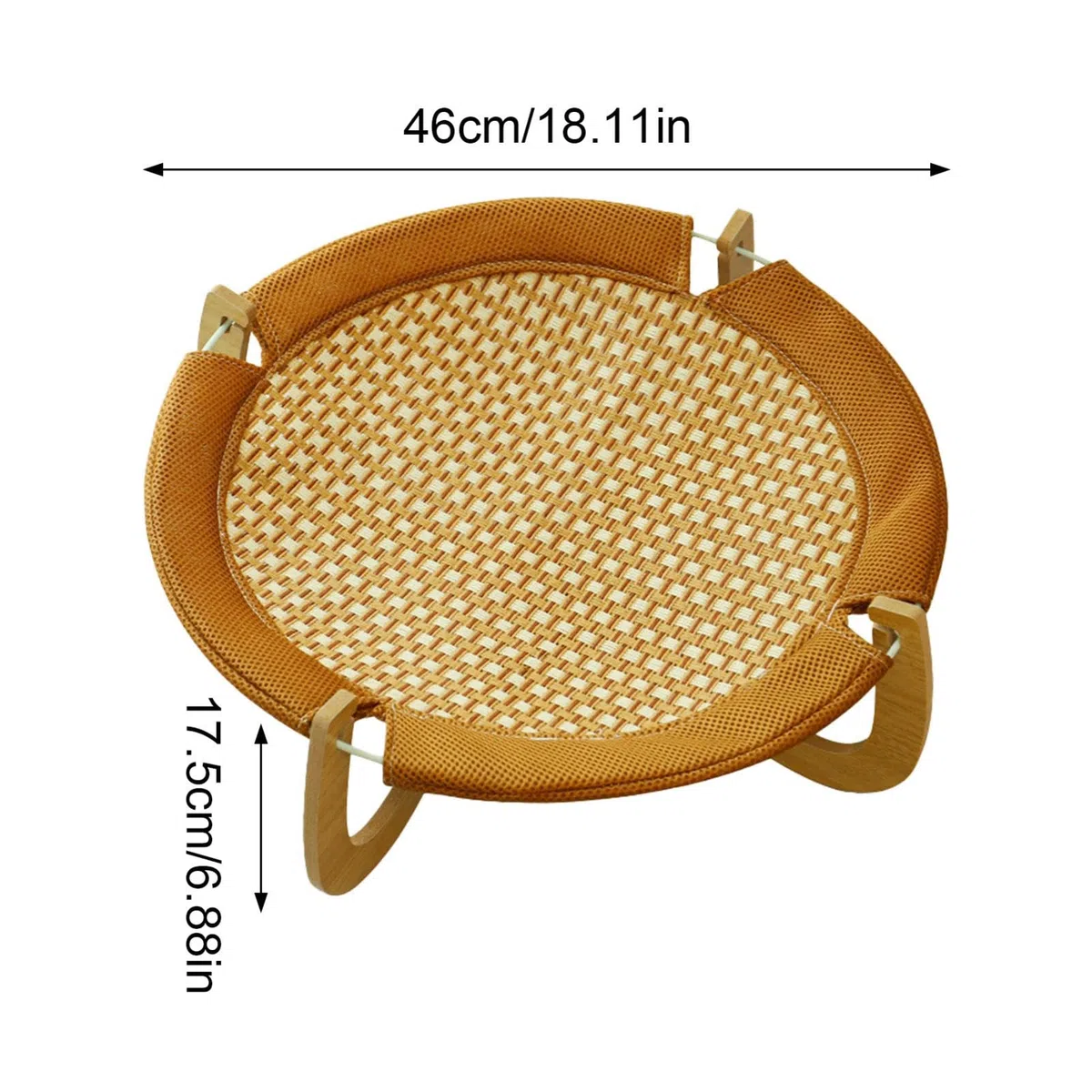 Cama de Ratán Transpirable y Súper Fresca para Gatos y Mascotas - Elevada, Resistente a los Arañazos, con Base de Madera
