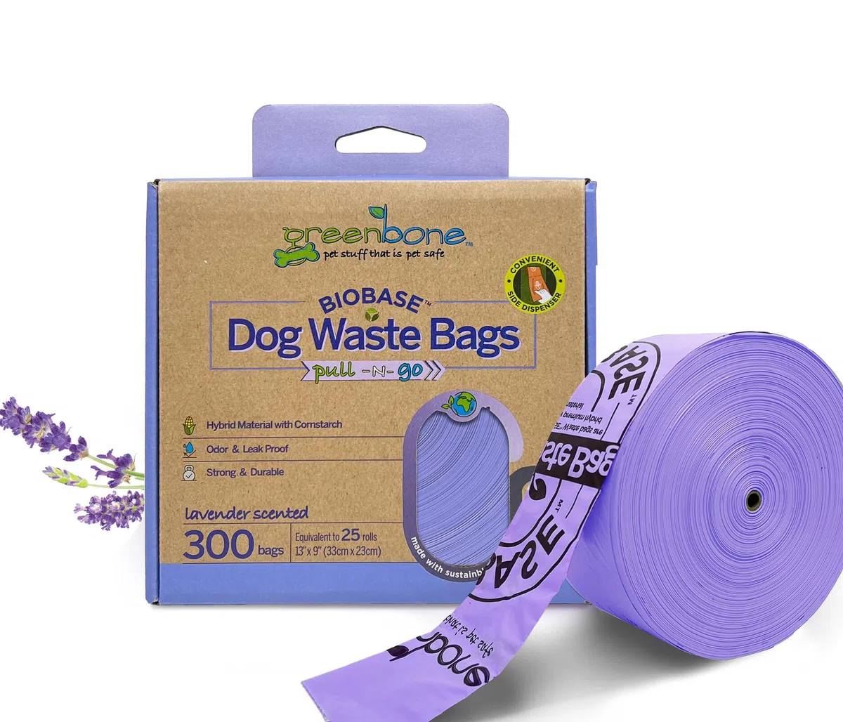 Greenbone BioBase Dispensador de bolsas de basura con aroma a lavanda de 300 unidades