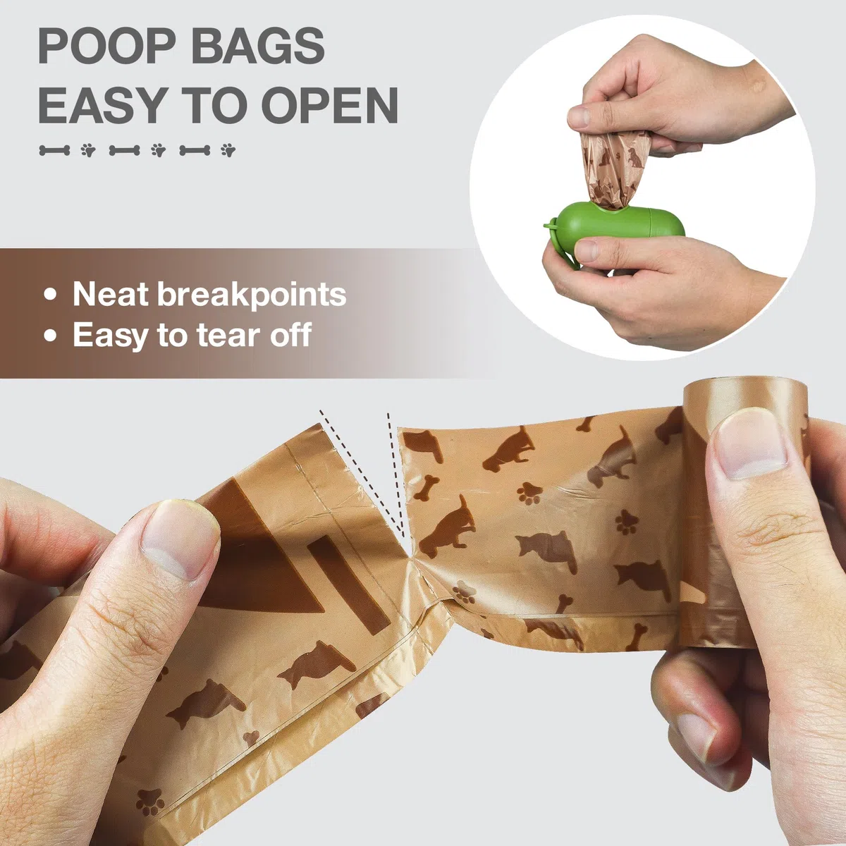 Rollos de bolsas para excrementos de perro con dispensador, 180 unidades a prueba de fugas, bolsa grande para excrementos, bolsas de basura extra gruesas para perros, sin perfume, soporte para bolsas