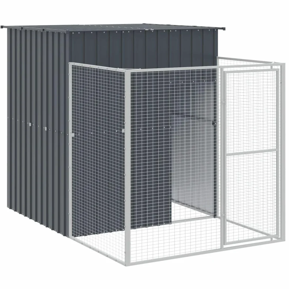Mangloder Caseta para Perros con Caño Antracita de Acero Galvanizado 165x863x181cm con Techo y Diseño de Red para Exterior, Jardín y Protección Seguro para Perro y Cachorro