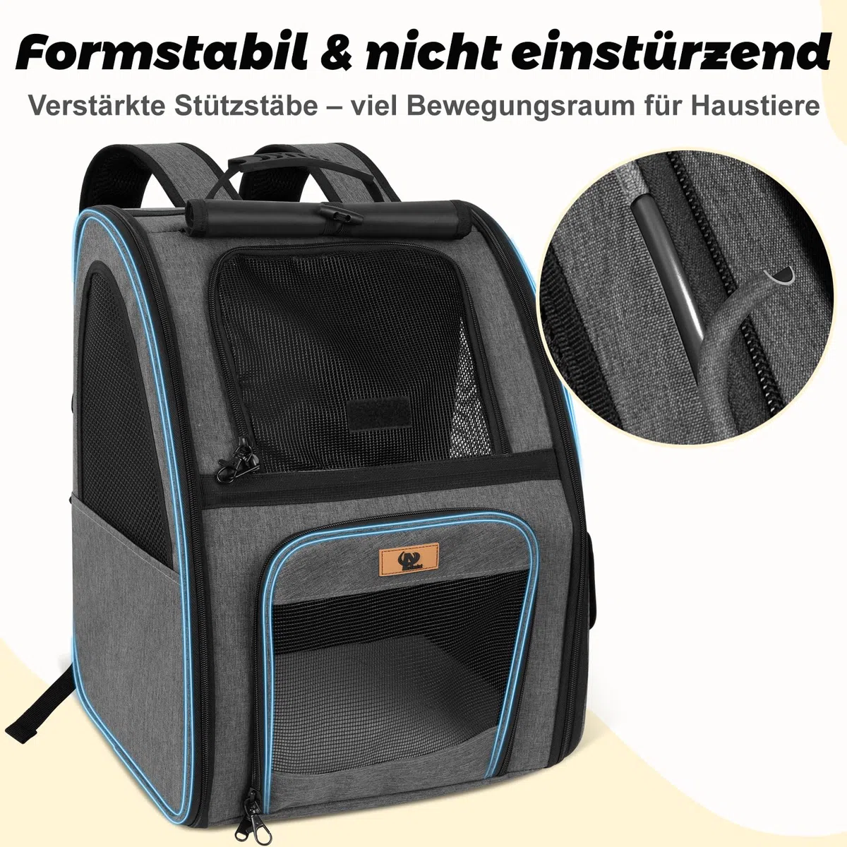Aystkniet Mochila para perros y gatos con ventilación completa de 270° y entrada de 3 niveles, bolsa plegable para mascotas con cortina de privacidad y soporte para maleta, para senderismo al aire