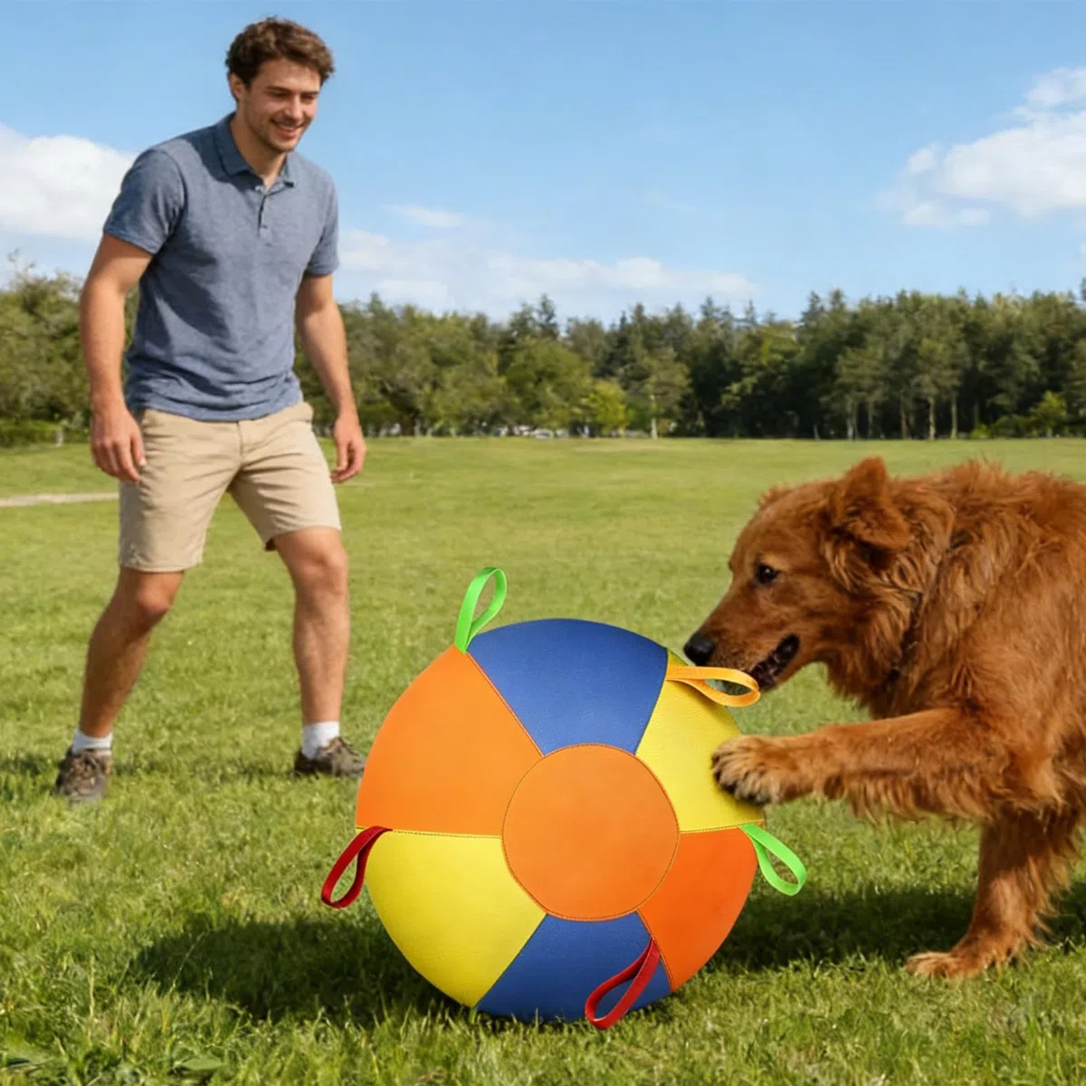Pelota de Pastoreo para Perros Grande Juguete Interactivo Calmante para | Pelota de Perro Calmante con Asa para Perros Pequeños, Medianos, Grandes, Masticadores, Exterior, Jardín