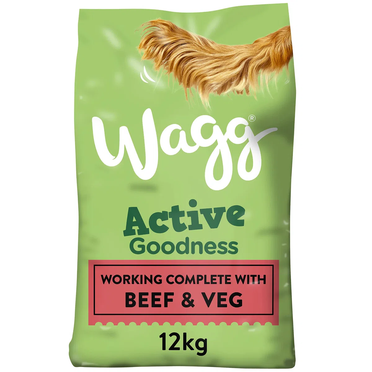 Wagg Active Goodness Alimento seco Completo para Perros Adultos con Carne y Verduras, 12 kg, para Todas Las Razas de Perros de Trabajo Activos