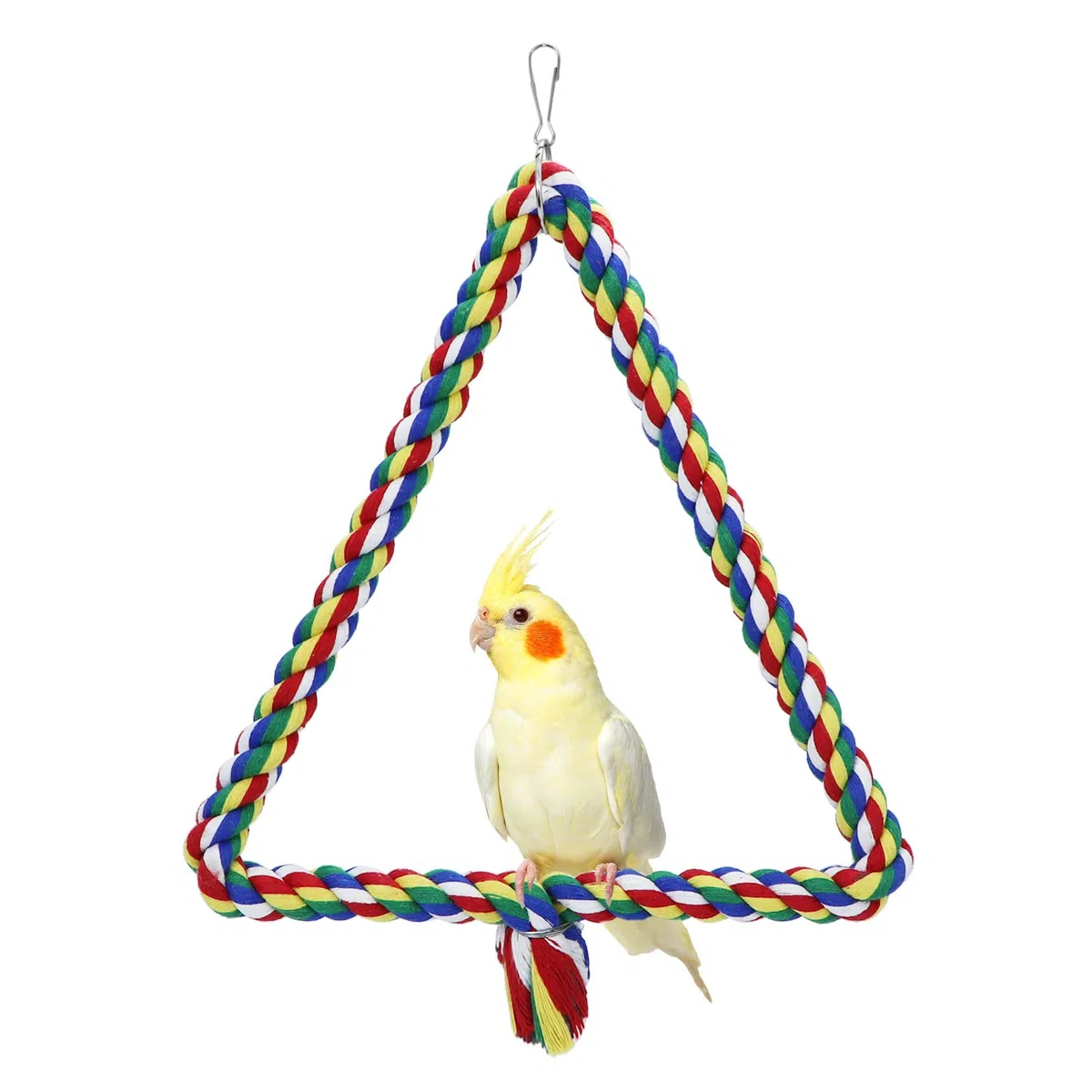 Wontee Bird Triángulo cuerda columpio colorido perca masticable juguete para loros, periquitos, cacatúas, cacatúas