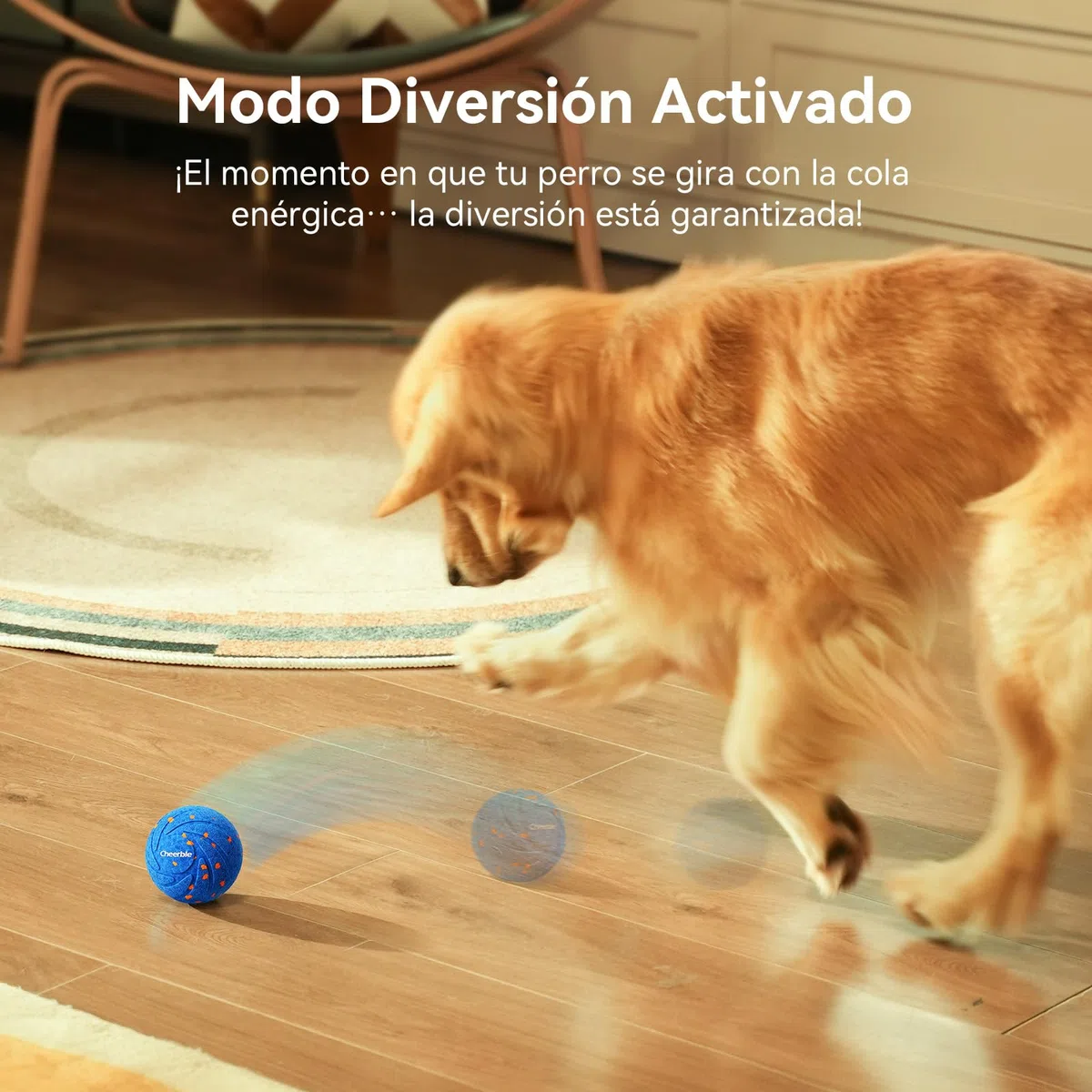 Cheerble Wicked Ball Air - Pelota Interactiva Perro, Automática Juegos para Perros, Juguete Inteligente con 3 Modos Recargable, Regalo de Cumpleaños para Perros Medianos y Grandes - Azul
