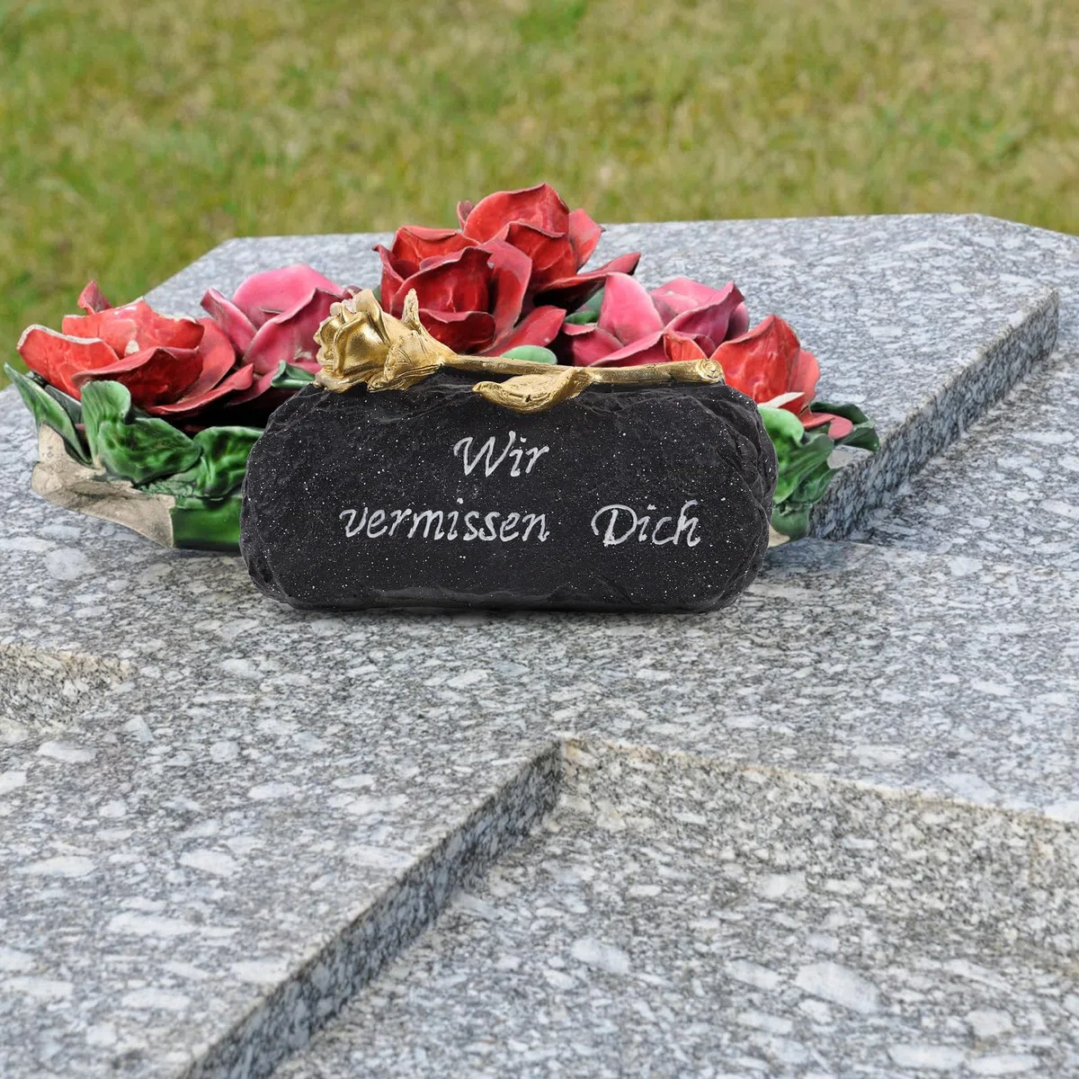 Abaodam 5 Piezas Lápida Conmemorativa de Resina Negra para Decoración de Luto en Exteriores Adecuado para Jardín y Césped