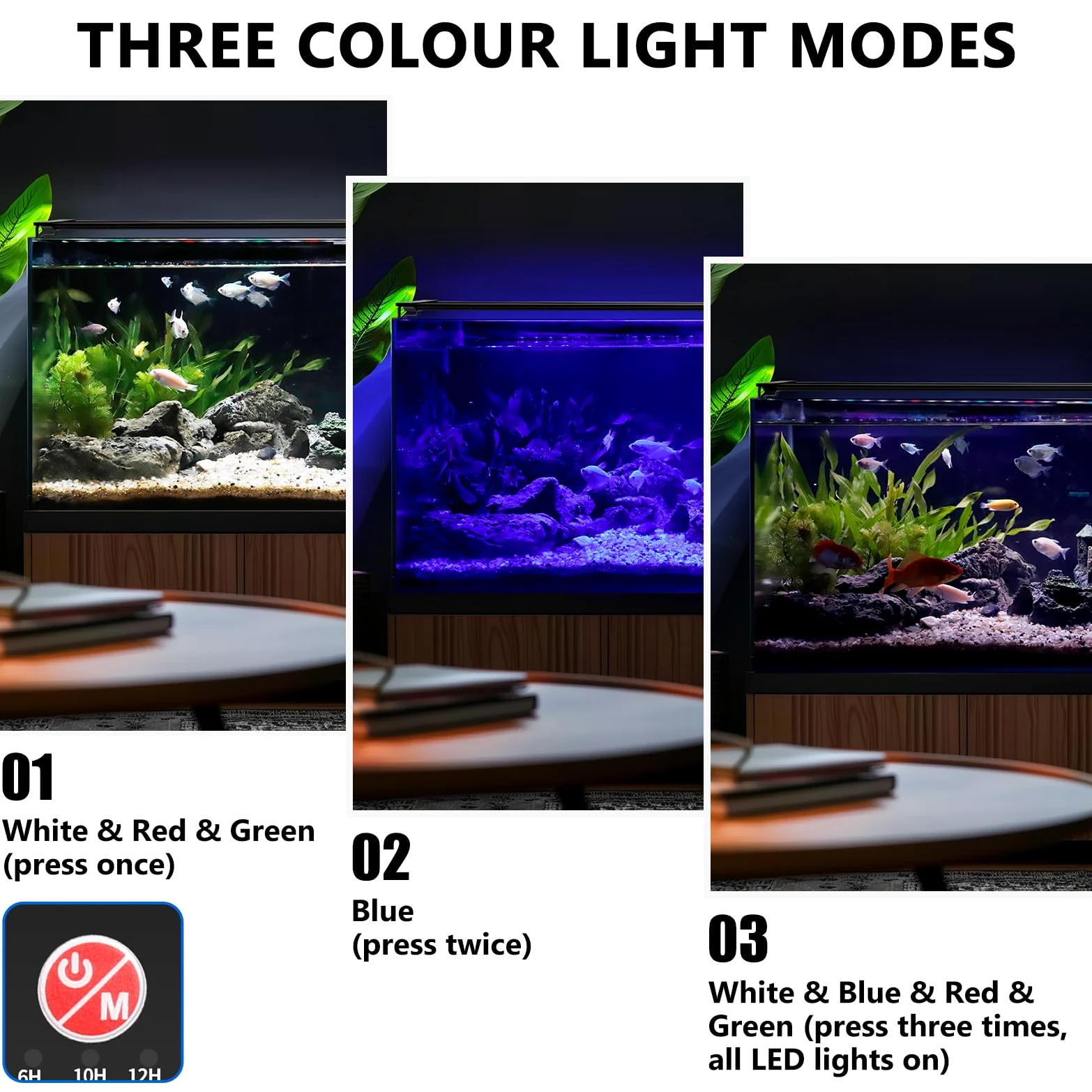 Iluminación de acuario, iluminación LED de espectro completo de acuario, 10 niveles de brillo ajustables, 22 W 24/7 modo de iluminación para cualquier clima, con soporte retráctil para acuarios de