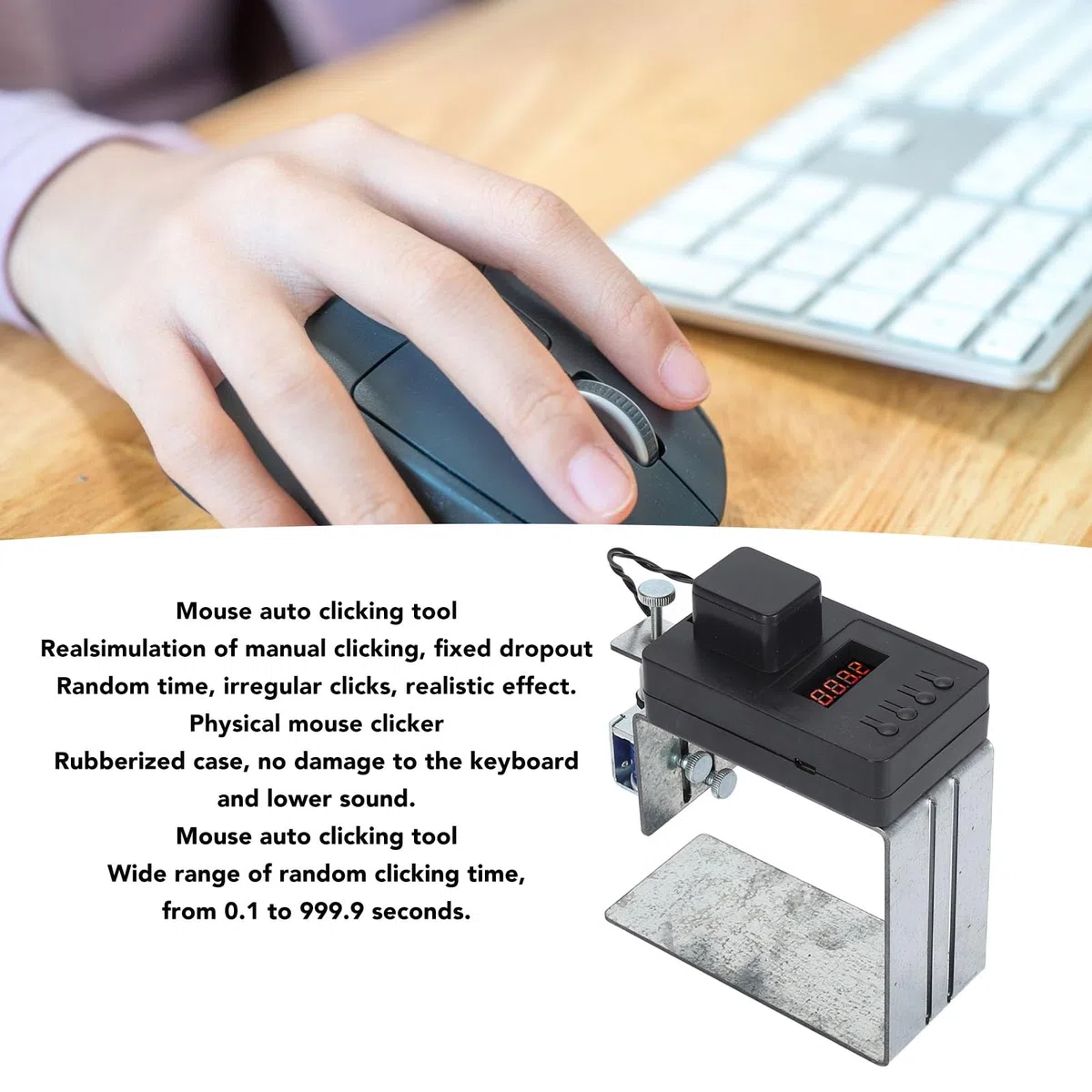 Clicker de Teclado Automático, Clicker de Teclado de Computadora de Altura Ajustable, Jiggler de Clicker Automático de Mouse Físico para Juegos, Herramienta de Automático