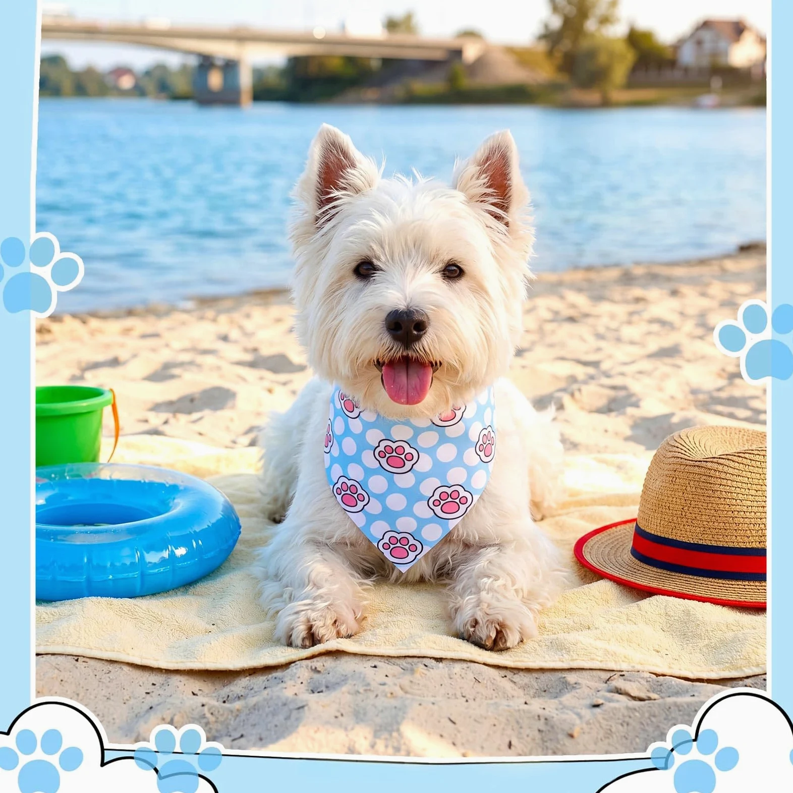 Sanwuta 120 bandanas azules con estampado de huellas de animales a granel para perros, pañuelo triangular para mascotas, accesorios diarios