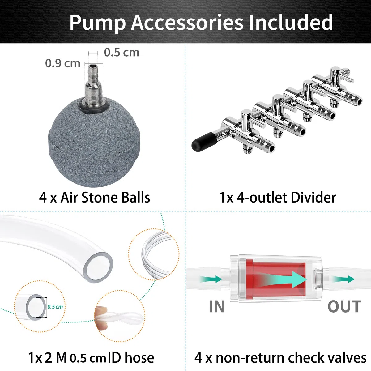 Pawfly Bomba Aire para Acuario Comercial de 16 L/min 7 W Oxigenador Acuario Silencioso Ajustable con Distribuidor Oxígeno y Tubería de Aire para Peceras Estanques y Sistemas DWC hasta 1000 L