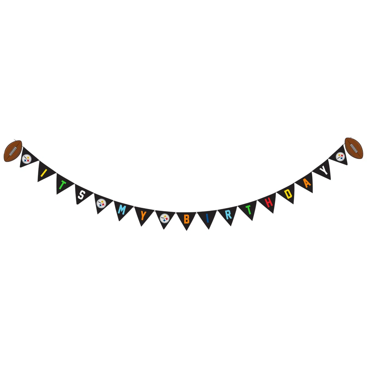 NFL Pittsburgh Steelers - Juego de Fiesta de cumpleaños para Perro, 9 Piezas con 1 Bandana de fútbol pequeño/Mediano, 1 Pancarta, 1 Juguete para Pastel de cumpleaños y 6 Globos del día B, Juego de