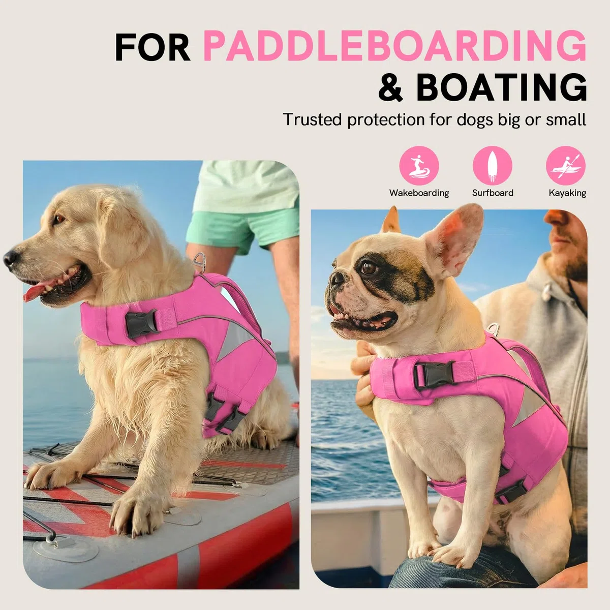 Chaleco Salvavidas para Perro con Manija de Rescate – Ajustable para Perros Grandes, Pequeños y Razas como Labrador, Francés Bulldog – Alta Flotabilidad, Reflectante para Piscina y Mar
