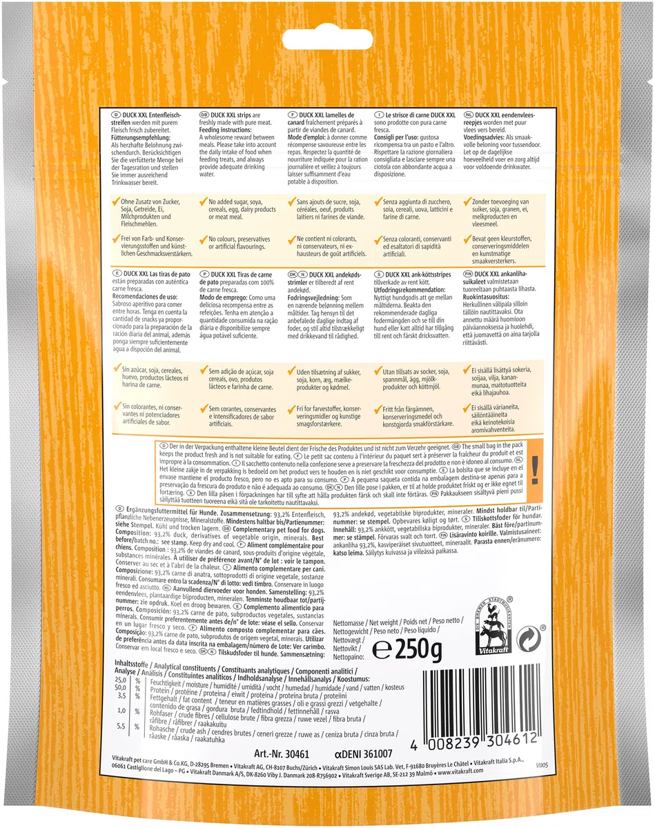 Vitakraft Pato XXL - Snack para Perros (6 Unidades, 250 g)