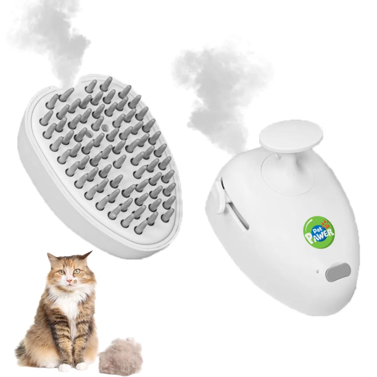 Cepillo de vapor para gatos y perros recargable con autolimpieza de vapor 3 en 1, cepillo de aseo para gatos y perros, removedor de pelo de gato para pelo largo y corto de gatos y perros